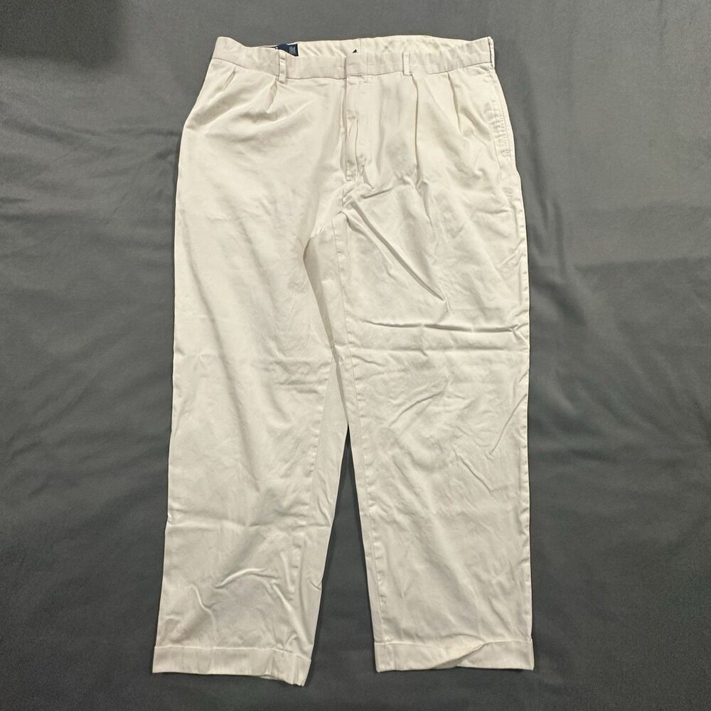 Vintage Polo Ralph Lauren Hammond Pants Mens 40x30 Fits 38 Pleated Cuffed Creme